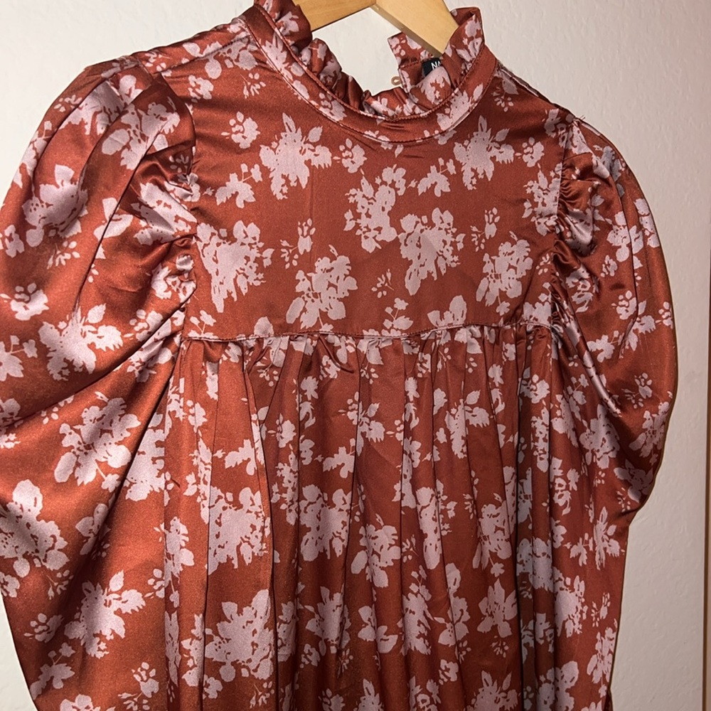 Flower Grown Wild Satin Mini Dress 💐 D26 - Picture 7 of 8
